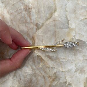 Elegant Gold and Silver Tulip Leaf Brooch